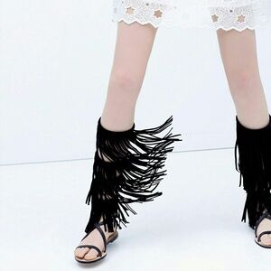 Zara fringed leather gladiator sandals.